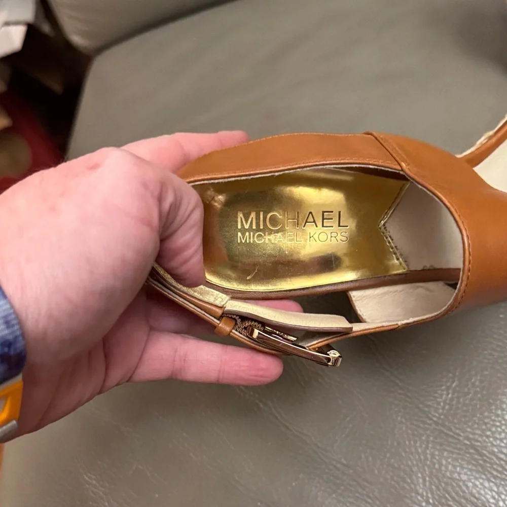 Michael Kors Tan Wedge Sandals